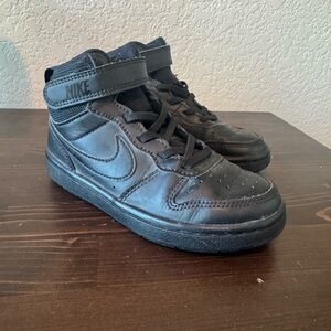 Nike Boys Court Borough Mid 12C Shoes Black / Black-Black CD7783-001